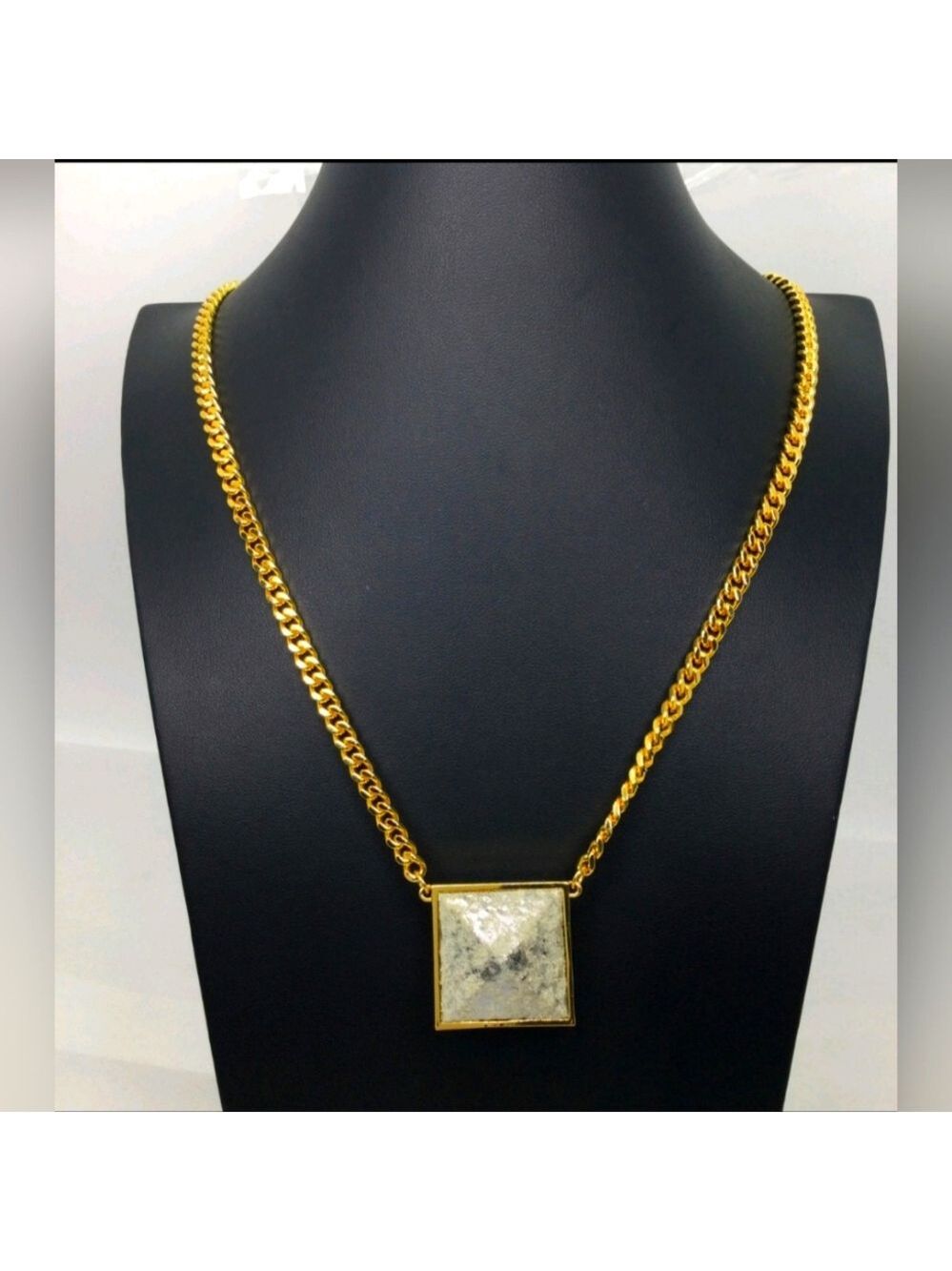 Vince Camuto Two-Tone Pyramid Reversible Pendant Necklace NWOT 33"